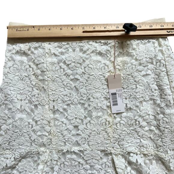 Rebecca Taylor Cream White Lace Fluted Midi Skirt size 6 NEW Tags Ribbon Lined - Picture 4 of 10